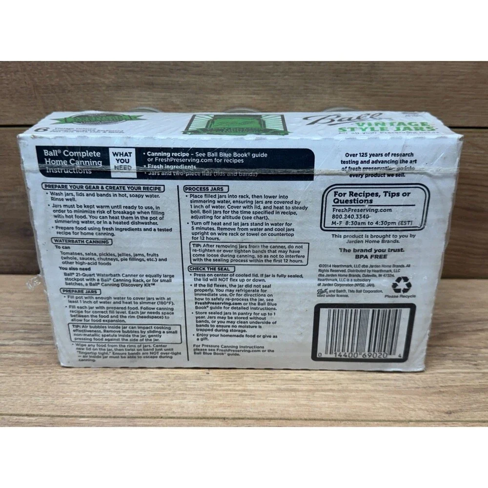 Ball Pint Mason Jars 100th Anniversary Limited Edition Full 6 Pack Green - New!